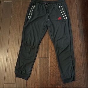 Nike Fleece Tech Men's Black Joggers with Red Logo